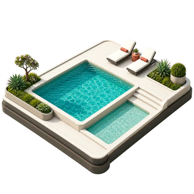Swimming & poolside leisure amenity illustration
