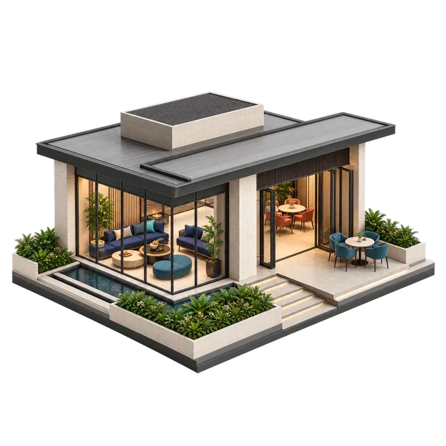 Clubhouse building amenity illustration