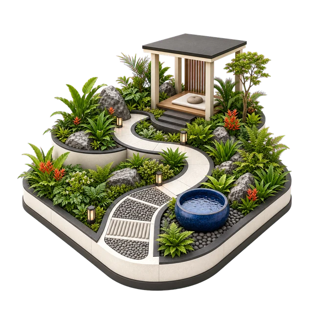 Landscape allocation amenity illustration
